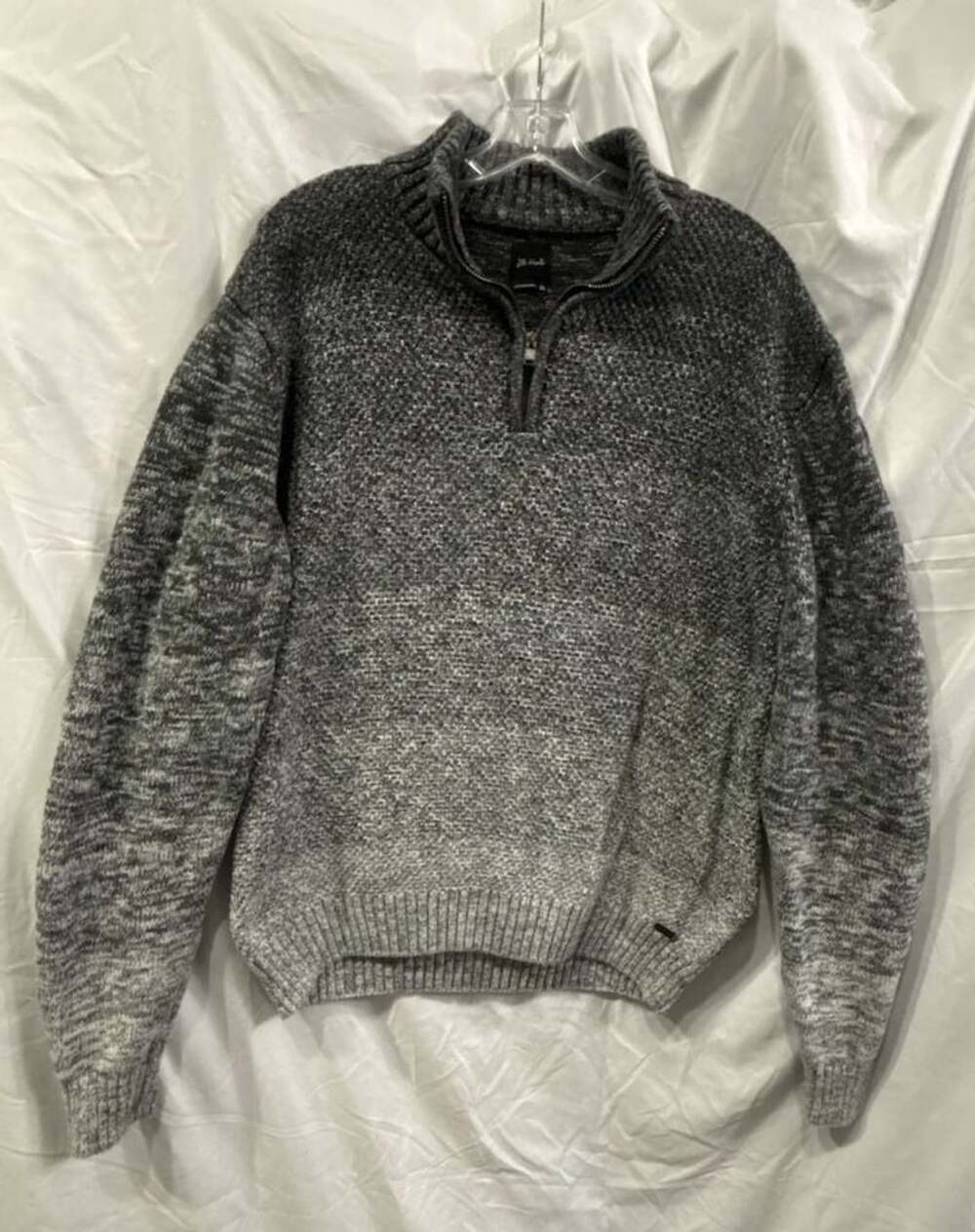 JB Holt Men's Grey Ombre Marled Cotton Quarter Zip Sweater XL